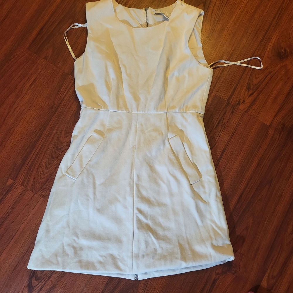 DVF Diane Von Furstenberg white mid length career sleeveless dress sz 6
